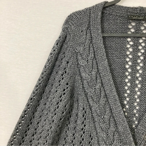 Twin-Set Simona Barbieri Gray Chunky Knit Wool Blend Long Cardigan Medium - Picture 2 of 11